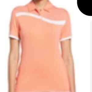 Womens Swing Tech™ Asymmetrical Color Block Golf Polo - Persimmon / S